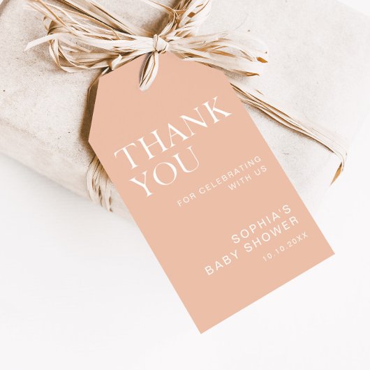 Étiquettes-cadeau Baby shower minimaliste beige
