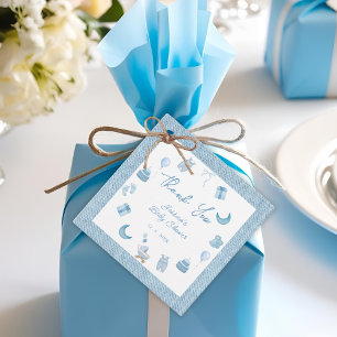 Étiquettes Cadeau Baby shower minimaliste Blue Jean Baby Denim