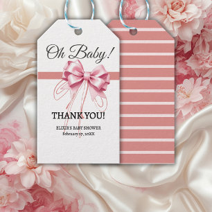 Étiquettes-cadeau Baby shower minimaliste de cabot rose