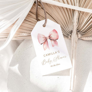 Étiquettes-cadeau Baby shower minimaliste de fille de la corne rose