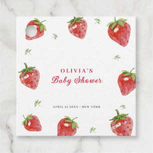 Étiquettes Cadeau Baby shower minimaliste Fraise douce Fille