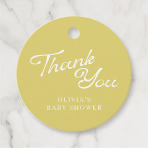 Étiquettes Cadeau Baby Shower Minimaliste Moderne Écriture Rétro Jau