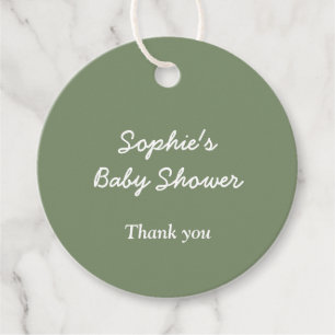 Étiquettes Cadeau Baby shower Minimaliste Sage Vert Favoriser Tags