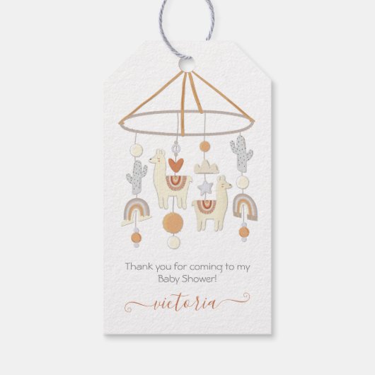 Étiquettes-cadeau Baby shower mobile Boho Scandi (Dos)