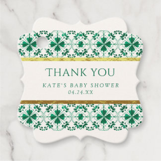 Étiquettes Cadeau Baby shower moderne chic et vert St. Patrick's Day