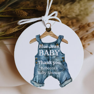 Étiquettes Cadeau Baby shower moderne Denim Blue Jean Baby Boy