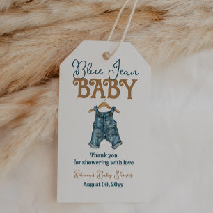 Étiquettes-cadeau Baby shower moderne Denim Boy Blue Jean