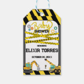 Étiquettes-cadeau Baby shower moderne en construction (Devant)