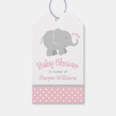 Étiquettes-cadeau Baby shower moderne rose et gris éléphant fille (Devant)