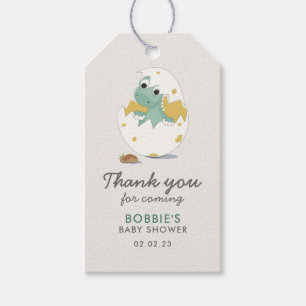 Étiquettes-cadeau Baby shower neutre genre mignon Dino Whimsical