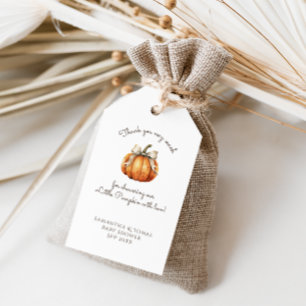 Étiquettes-cadeau Baby shower neutre minimal de petit Citrouille