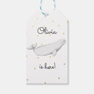 Étiquettes-cadeau Baby shower nouveau-né de béluga personnalisé