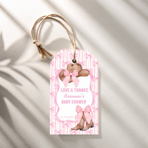 Étiquettes-cadeau Baby shower occidental cowgirl arc rose faveurs