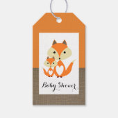 Étiquettes-cadeau Baby shower Orange Fox Burlap (Devant)