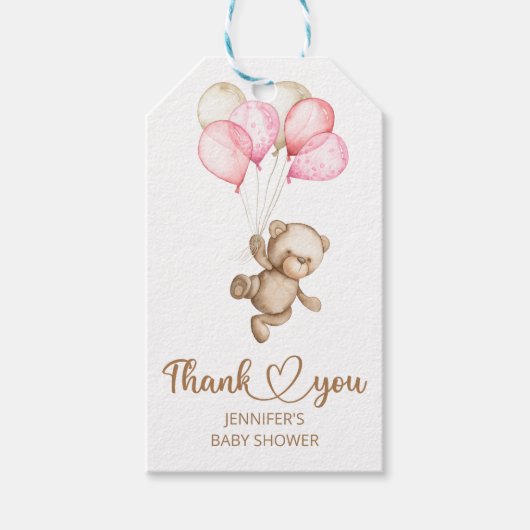 Étiquettes-cadeau Baby shower ours bébé en peluche (Devant)