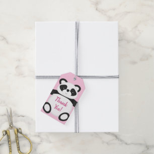Étiquettes-cadeau Baby shower Ours Panda Rose