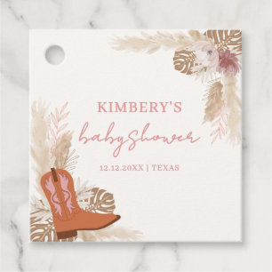 Étiquettes Cadeau Baby shower Pampas Boot Boho Rose Elegant Boho
