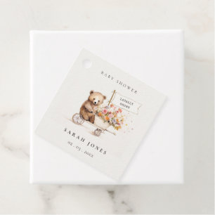 Étiquettes Cadeau Baby shower Panier Floral Teddy Cute Localement Cu