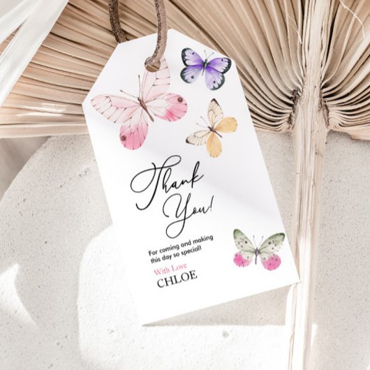 Étiquettes-cadeau Baby shower papillon