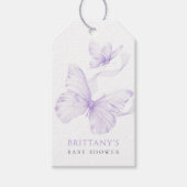 Étiquettes-cadeau Baby shower papillon délicé violet (Devant)