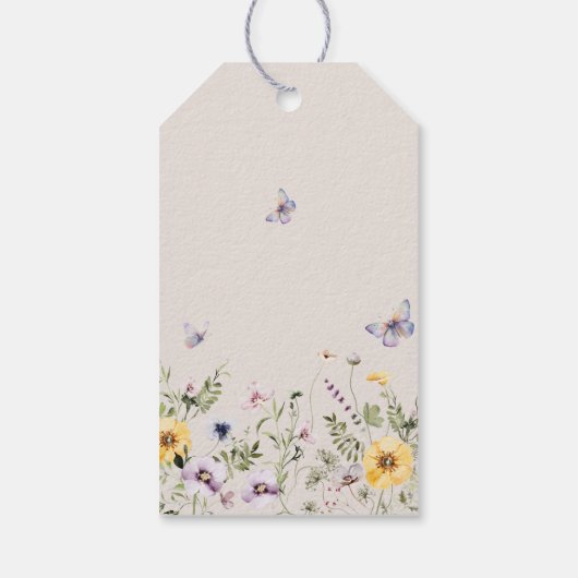 Étiquettes-cadeau Baby shower papillon Fleur sauvage (Dos)