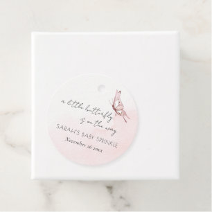 Étiquettes Cadeau Baby shower Papillon rose pâle