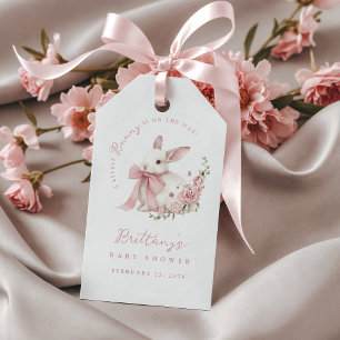 Étiquettes-cadeau Baby Shower Petite Lapine Ruban Rose