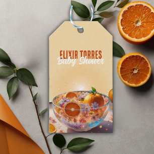 Étiquettes-cadeau Baby shower photo Whimsical Orange
