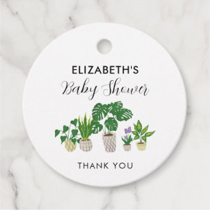 Étiquettes Cadeau Baby shower Plante Pots Fleurie Verdure Botanique
