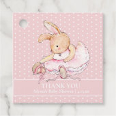 Étiquettes Cadeau Baby shower Pois Ballerina Bunny Pink Tutu (Devant)