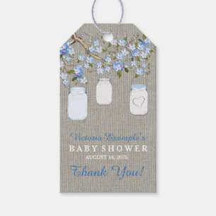 Étiquettes-cadeau Baby Shower Pot Mason Burlap
