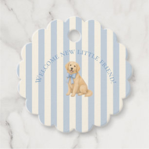 Étiquettes Cadeau Baby Shower Retriever Golden Bleu