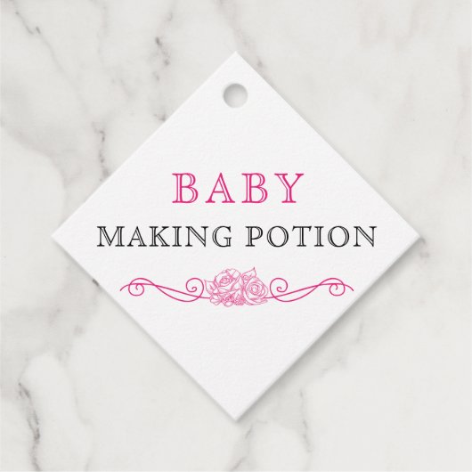 Étiquettes Cadeau Baby shower Rose Black Baby Fabriquant Potion (Devant)