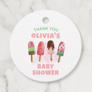 Étiquettes Cadeau Baby shower rose doux crème glacée Popcicle