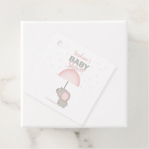 Étiquettes Cadeau Baby shower rose éléphant bébé
