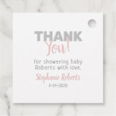 Étiquettes Cadeau Baby shower rose éléphant bébé (Dos)