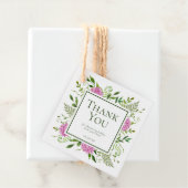 Étiquettes Cadeau Baby shower rose Hydrangeas fille Merci (En situation)