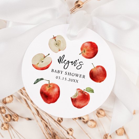 Étiquettes Cadeau Baby shower rustique neutre de genre Apple