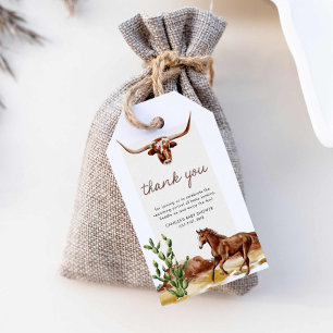 Étiquettes-cadeau Baby shower rustique Western Cowboy