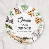 Étiquettes Cadeau Baby shower Safari Animaux (Dos)
