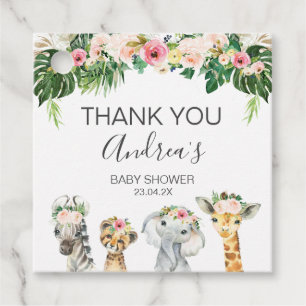 Étiquettes Cadeau Baby shower Safari Floral Foliage