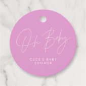 Étiquettes Cadeau Baby shower script girly moderne cerise rose (Devant)
