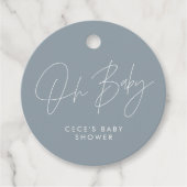 Étiquettes Cadeau Baby shower script moderne girly bleu poussiéreux (Devant)