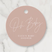 Étiquettes Cadeau Baby shower script moderne girly rose élégant (Devant)