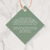 Étiquettes Cadeau Baby shower script moderne sage vert merci (Dos)