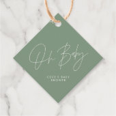 Étiquettes Cadeau Baby shower script moderne sage vert merci (Devant)