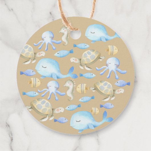 Étiquettes Cadeau Baby shower sous-marin Whimsy (Dos)
