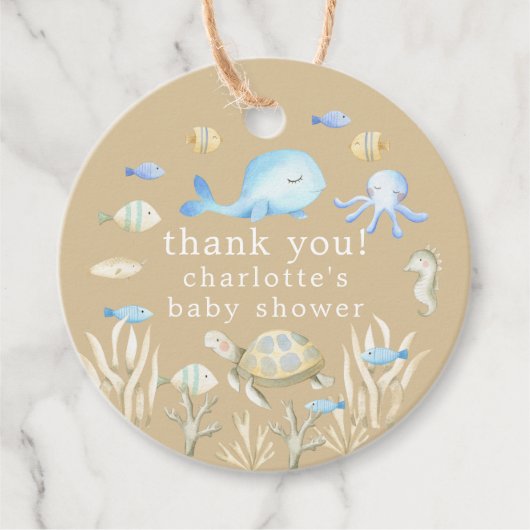 Étiquettes Cadeau Baby shower sous-marin Whimsy (Devant)