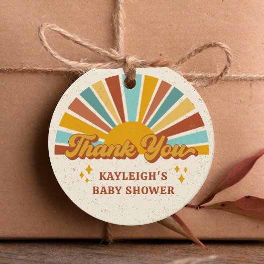 Étiquettes Cadeau Baby shower Sunshine Boho Retro
