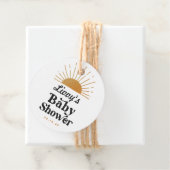 Étiquettes Cadeau Baby shower Sunshine rétro (En situation)
